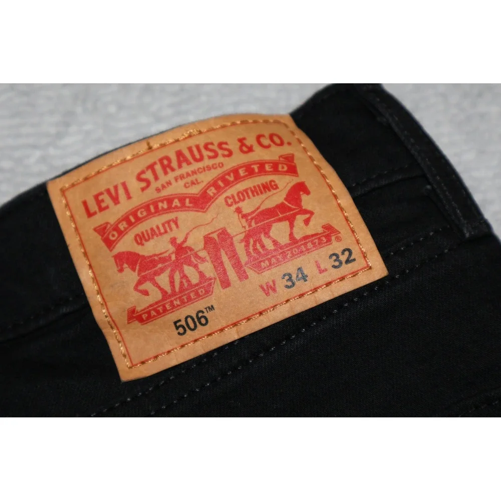 Levi's Strauss & Co. 506 Men 34x32 Black Straight Leg Regular Fit Jeans